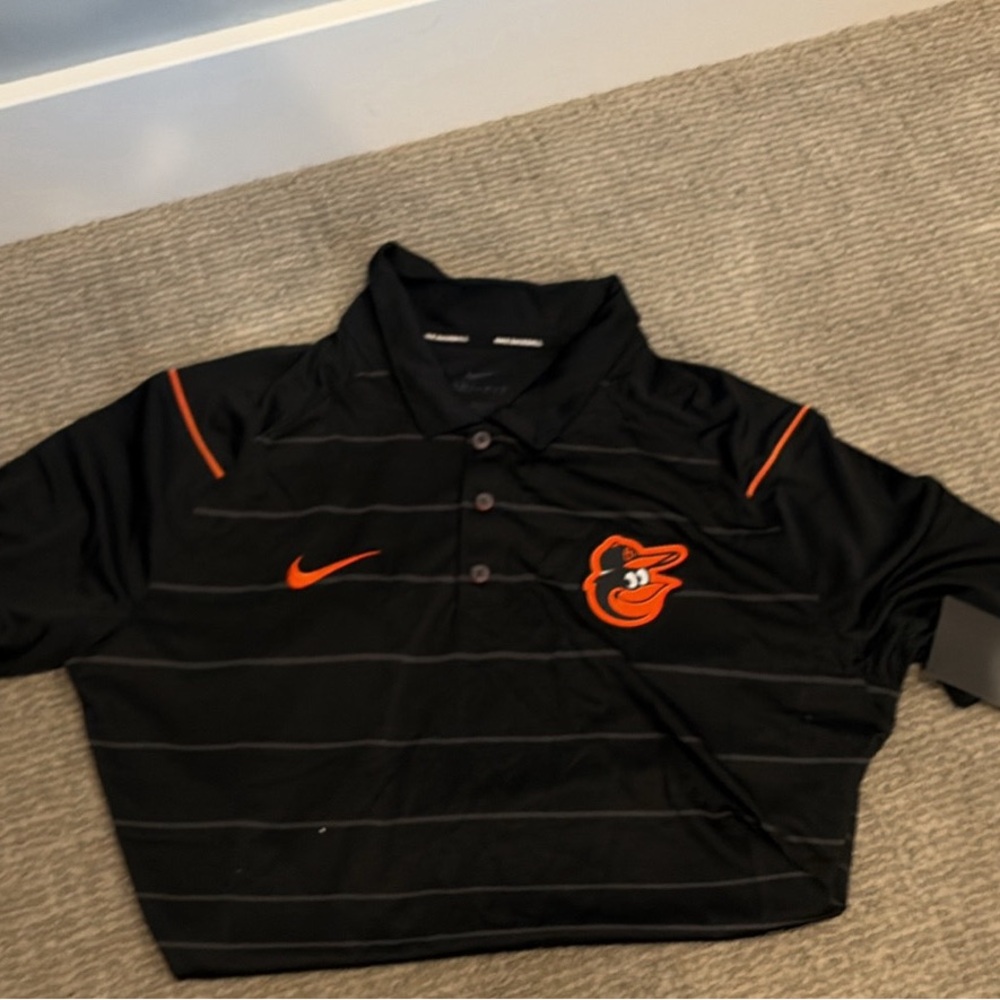 Baltimore Orioles Nike Men's Black Polo with Orange Accents - Picture 2 of 3